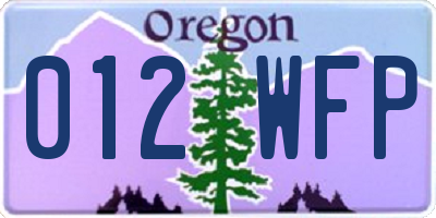 OR license plate 012WFP