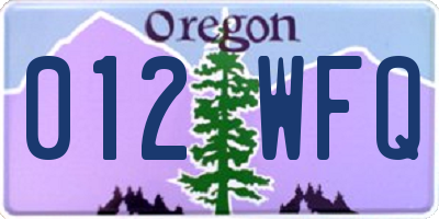 OR license plate 012WFQ