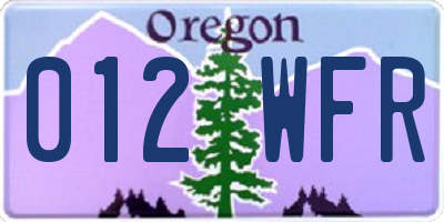 OR license plate 012WFR