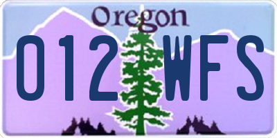 OR license plate 012WFS