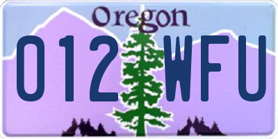 OR license plate 012WFU