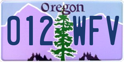 OR license plate 012WFV