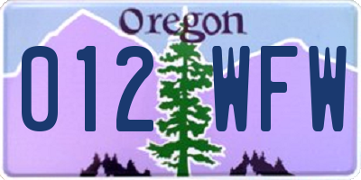 OR license plate 012WFW