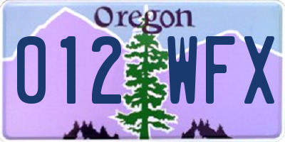 OR license plate 012WFX