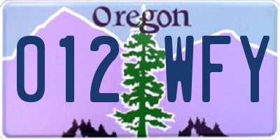 OR license plate 012WFY