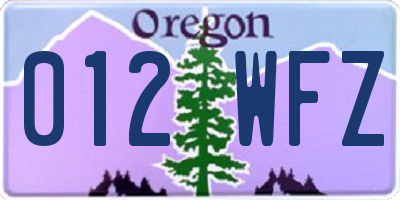 OR license plate 012WFZ