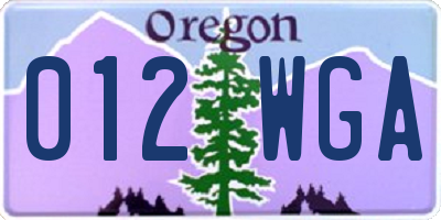 OR license plate 012WGA