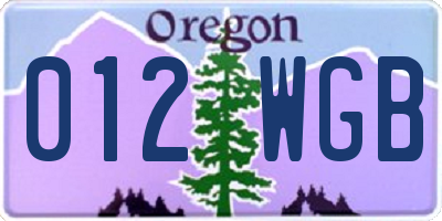 OR license plate 012WGB