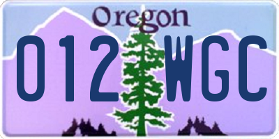 OR license plate 012WGC
