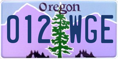 OR license plate 012WGE