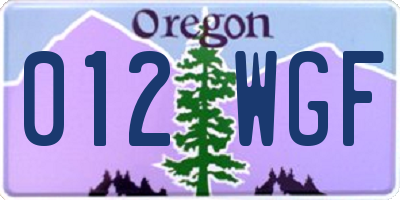 OR license plate 012WGF