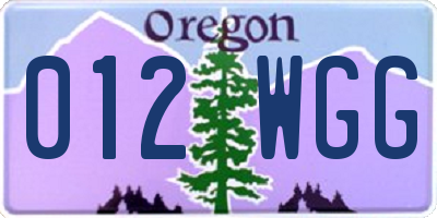 OR license plate 012WGG