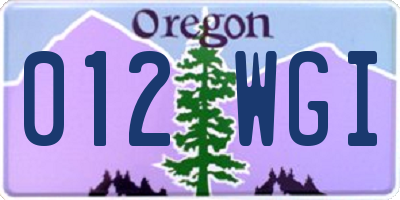 OR license plate 012WGI