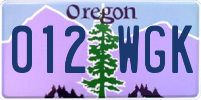OR license plate 012WGK
