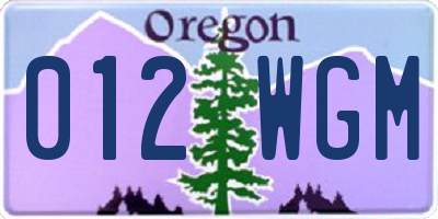 OR license plate 012WGM