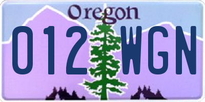 OR license plate 012WGN