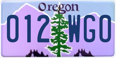 OR license plate 012WGO