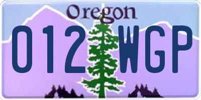 OR license plate 012WGP