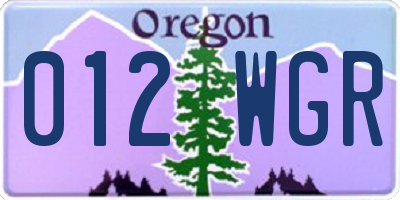 OR license plate 012WGR