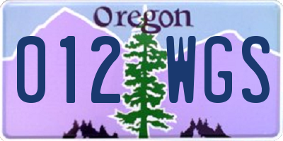 OR license plate 012WGS