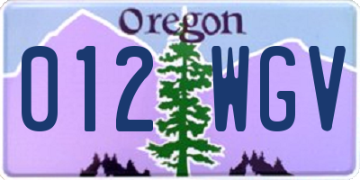 OR license plate 012WGV