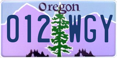 OR license plate 012WGY