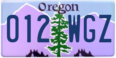 OR license plate 012WGZ