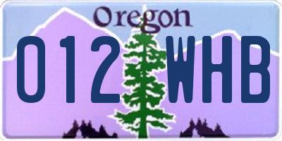 OR license plate 012WHB