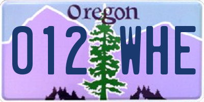 OR license plate 012WHE