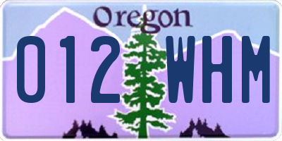 OR license plate 012WHM