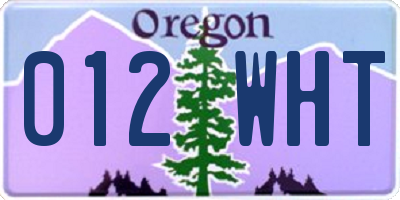 OR license plate 012WHT