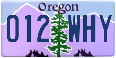 OR license plate 012WHY