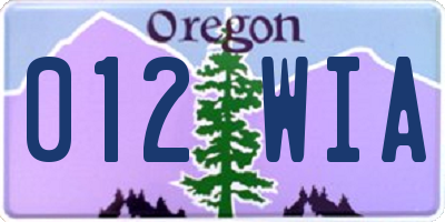 OR license plate 012WIA