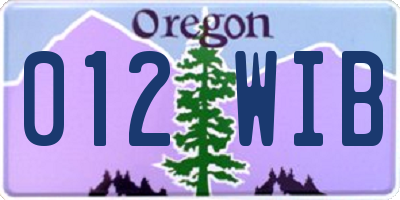 OR license plate 012WIB