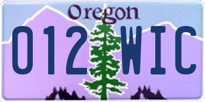 OR license plate 012WIC