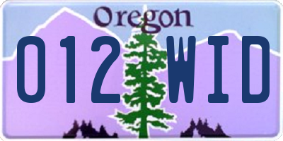OR license plate 012WID