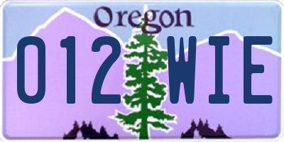 OR license plate 012WIE