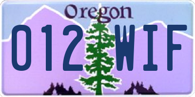 OR license plate 012WIF