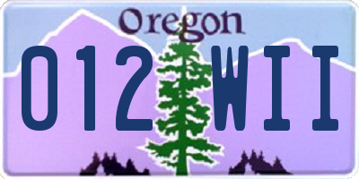 OR license plate 012WII
