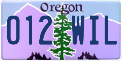 OR license plate 012WIL