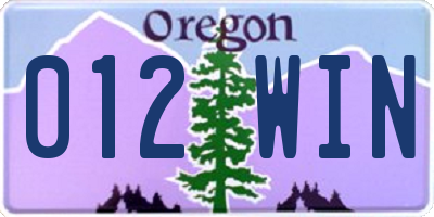 OR license plate 012WIN