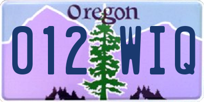 OR license plate 012WIQ