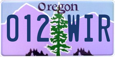 OR license plate 012WIR