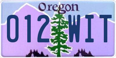 OR license plate 012WIT