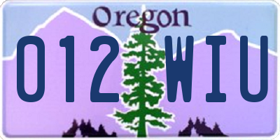 OR license plate 012WIU