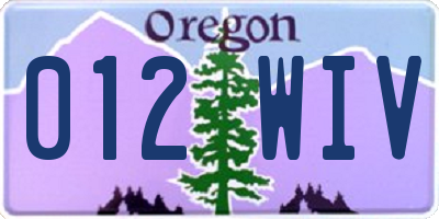 OR license plate 012WIV