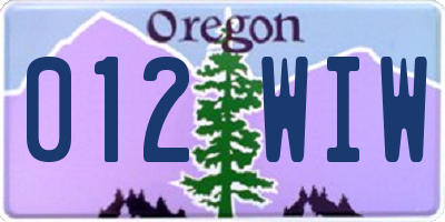 OR license plate 012WIW