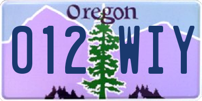 OR license plate 012WIY