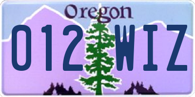 OR license plate 012WIZ