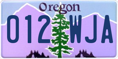 OR license plate 012WJA